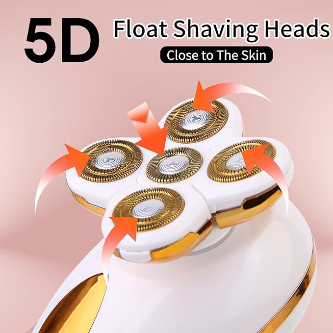 Electric Razors for Women 5 in 1 Painless Rechargeable Dusk Shaver Womens Women's Shavers Everything Lady Leg/Bikini/Face Hair Removal Products Female Wet Dry Shaving Machine