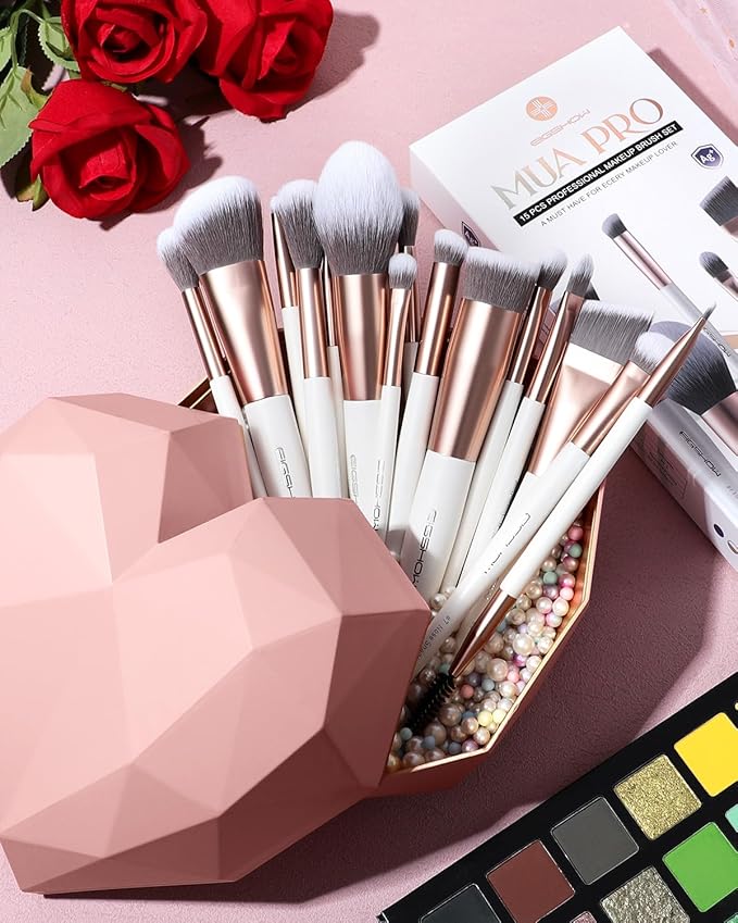 EIGSHOW Makeup Brushes Set 15Pcs Professional Make Up Brush with Silver Ion Bristles for Foundation Powder Blush Highlighter Concealer Eyeshadow Eyeliner Travel Gift Set (Champaign Gold)