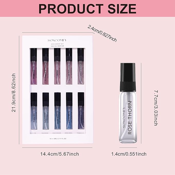 10 Scents Samples Mixed Men and Women Perfume Eau de Parfum Signature Long-Lasting Fragrance Date Night &amp Special Occasion Total 3.4 Fl Oz - 100ml