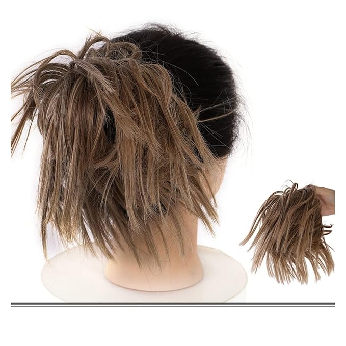 SONGCHAO Fake Hair Bun Messy Bun Hair Slice Ponytail Hair Extensions with Elastic Rubber Band Synthetic Fluffy Bun Women Wig Hair Bun Hair Accessories (Color : 005)