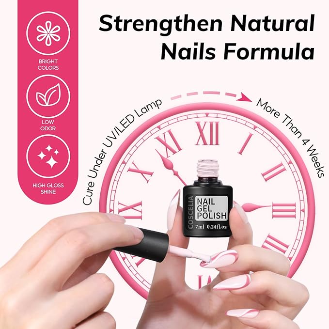 COSCELIA 73pc Gel Nail Polish Kit with U V light 60 Bottles Gel Nail Polish and Soak off Top Base Coat Fall Colors Enchantment Collection Glitter Nail Rhinestones Gel Manicure Starter Kit DIY Gifts
