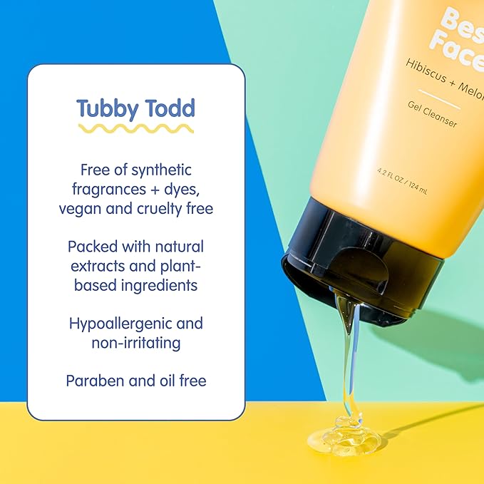 TUBBY TODD Best Kids Face Wash 2pk ? Gel-to-Foam Facial Cleanser ? Clarifies &amp Brightens ? With Willow Bark &amp Hibiscus Enzyme ? Natural Ingredients ? Oil-Free Skincare For Kids ? 4 fl oz