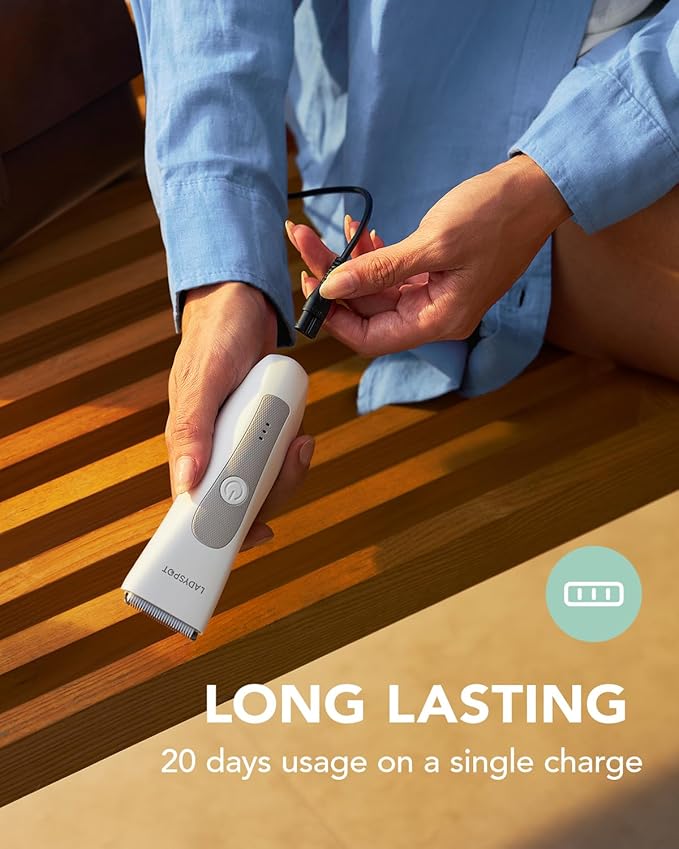 MANSPOT LADYSPOT??Hair Finishing Trimmer Electric Shaver for Women Women Shaving Sets with 3 Guard and Replaceable Ceramic Blade Heads LADYSPOT??Pubic Hair Trimmer Kit Sets-(White)