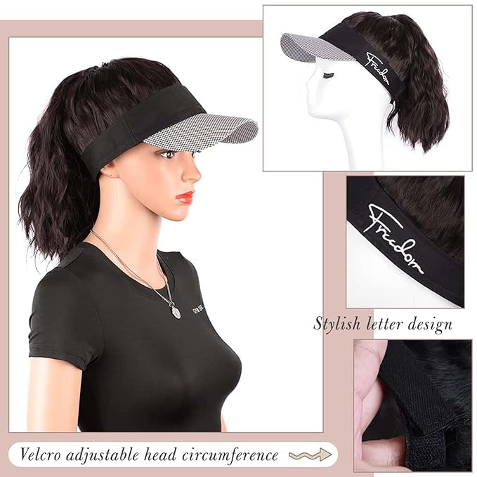 Hat Wig for Women Baseball Hat wig women's wig short curly hair wool curly wig ponytail braid wavy wig