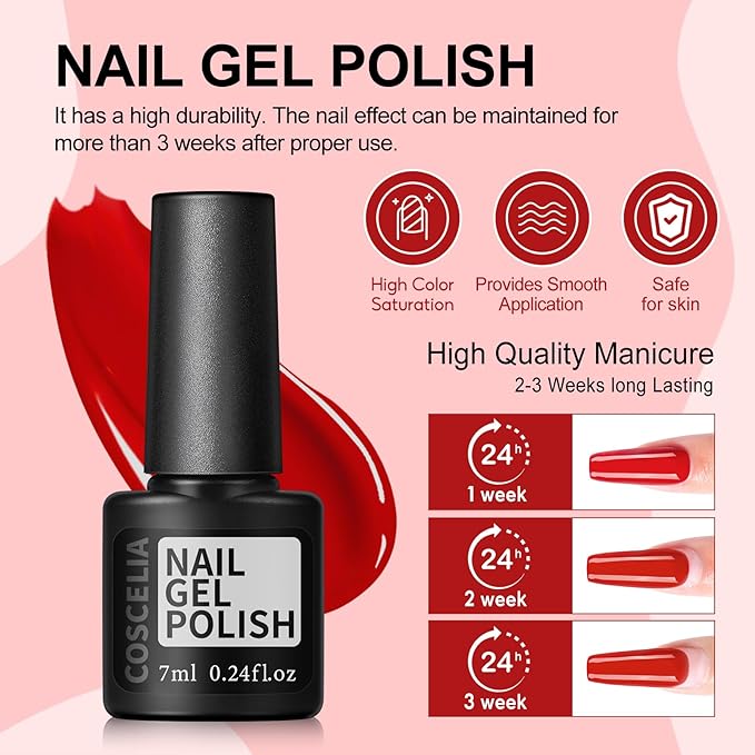 COSCELIA 57pcs Gel Nail Polish Kit with U V light 40 Colors Fall Winter Gel Polish Set 5pcs Soak Off Top and Base Coat Nail Stickers Gel Manicure Starter Kit Christmas Gifts for Women