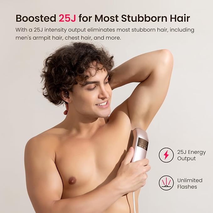 IPL Laser Hair Removal for Women and Men 25J Triple-Pulse Permanent Hair Removal Device for Ingrown &amp Coarse Hair 37°F Painless Sapphire Ice Cooling Hair Removal for Legs Facial Armpits Bikin