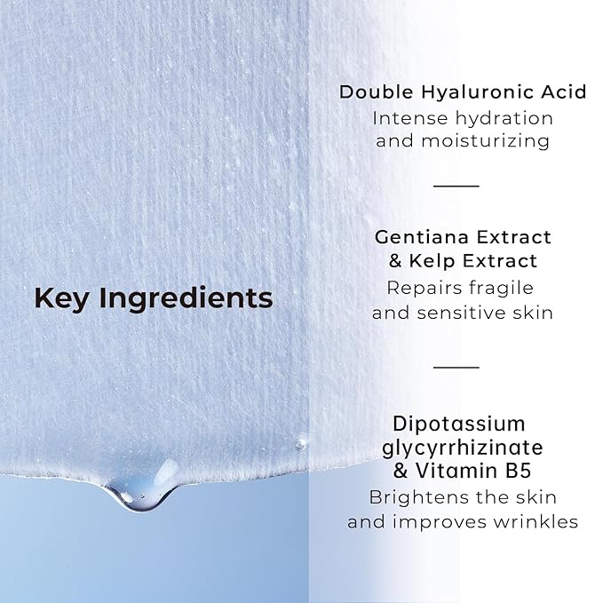 '+WIS+ Hyaluronic Acid Face Mask 24 EA with Hyaluronic Acid Serum and Vitamin B5 Facial Mask for Dry Skin Anti-Aging Mask to Plump and Repair Dehydrated Skin Safe on Sensitive Skingifts for women