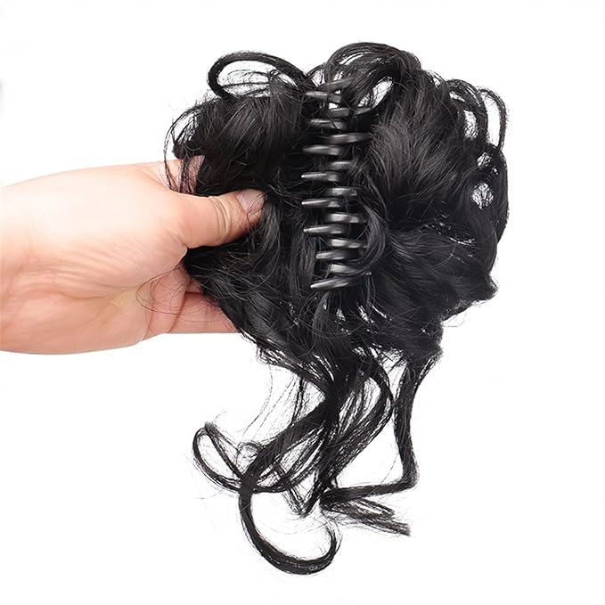 EARSHOT Hair Buns Hair Piece Synthetic Bun Hair Clips Messy Bun Ponytail Extensions Wavy Curly Bun Claw Clips Wigs for Women Hair Bun Hair Accessories For Girls (Color : 1Pcs)