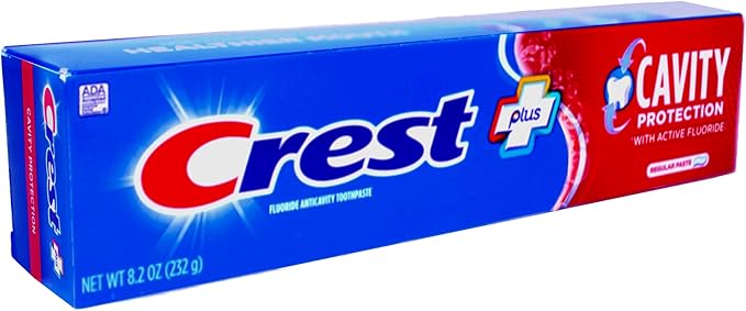 Crest Fluoride Cavity Protection Toothpaste 8.2 Ounce Regular Paste Bulk Toothpaste Prevents Cavities Before They Start (8 Pack)