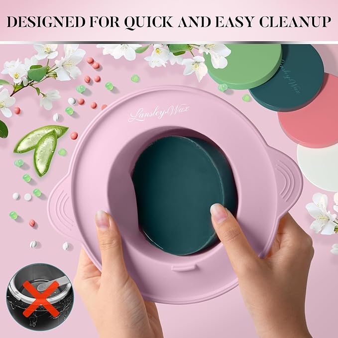 LANSLEYWAX Digital Waxing Kit for Women Men - Pink Wax Machine with 39 Accessories - Hard Wax Kit for Face Eyebrow Lip Brazilian Bikini Sensitive Skin Waxing Warmer Hair Removal for Home/Salon Use