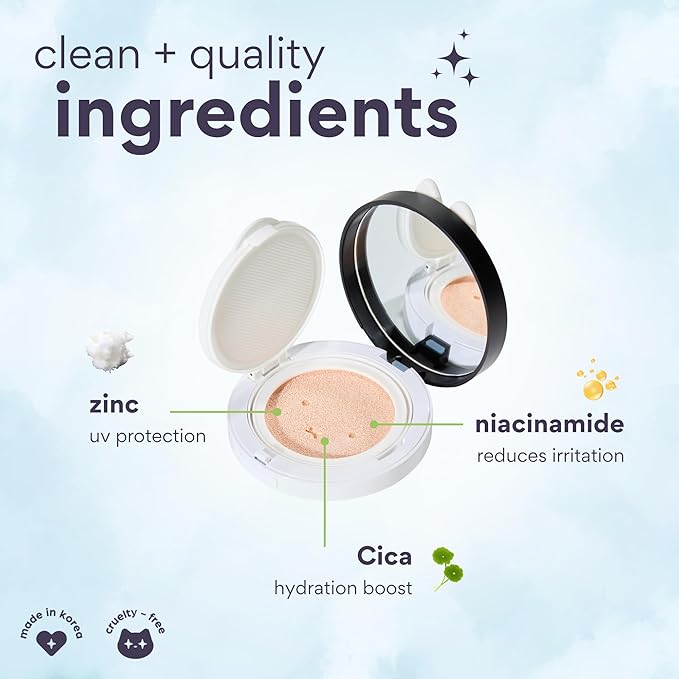 dearcloud Miffy Dear Sun Tone Perfecting SPF Cushion Refill Set SPF 50+ ? Color Adapting Sunscreen Korean Sunscreen SPF 50 (.53 oz)