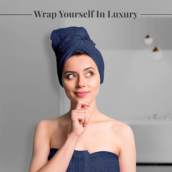 Tens Towels Pack of 4 Extra Large Bath Towels 30 x 60 Inches 100% Cotton Larger &amp Lighter Weight Quicker to Dry Super Soft and Absorbent Perfect for Bathroom Navy