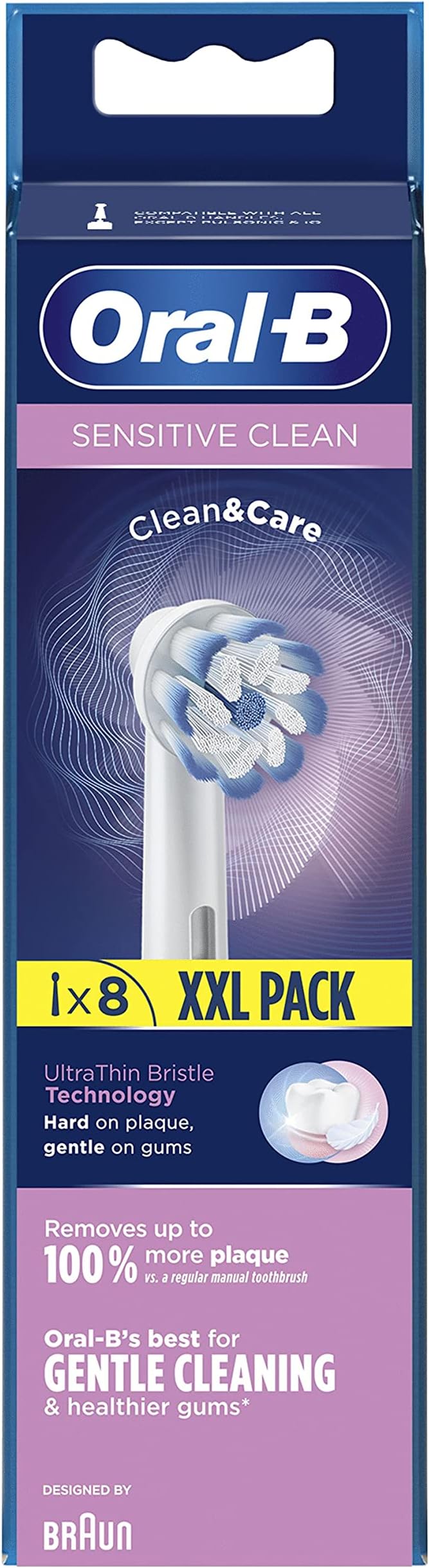 Oral-B Sensitive Clean Replacement Brush Heads x 8 Original Refill for Electric Toothbrush White 200 gram