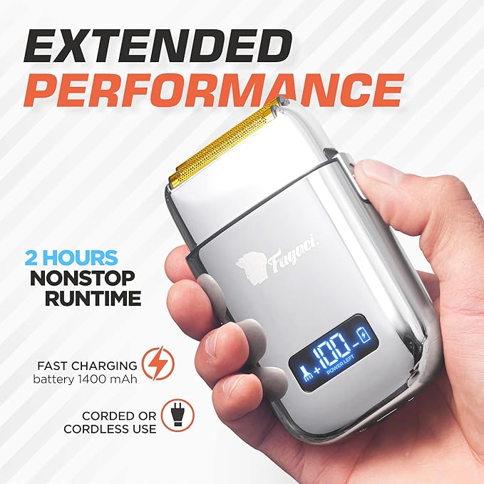 Fagaci 5 Speeds Double Foil Shavers for Men Professional Irritation Free Close Clean Shaving Foil Razor Electric Shavers for Men Maquina de Afeitar para Hombre Neck Barber Shaver