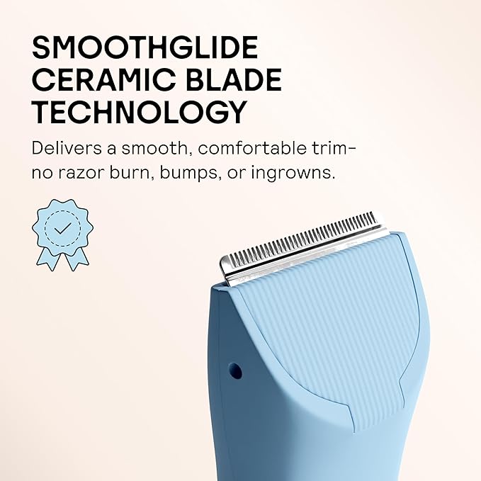 MERIDIAN The Trimmer Original - Body Hair Trimmer for Men Electric Shaver for Pubic Hair Chest Legs &amp Bikini Waterproof &amp Rechargeable Sky