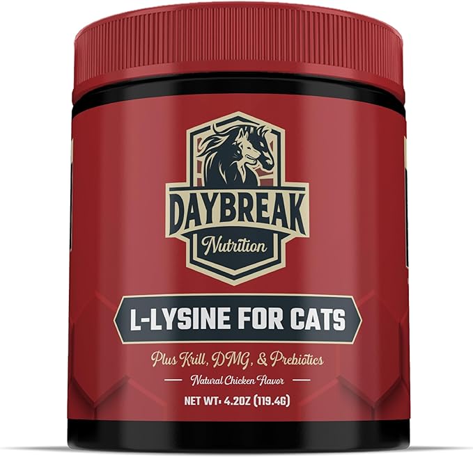 L-Lysine for Cats and Kittens - 900 mg L Lysine Powder for Cats for Immunity &amp Respiratory Support - Cat Supplement with L-Lysine Prebiotics Krill &amp DMG for Immune System Eye Health &amp
