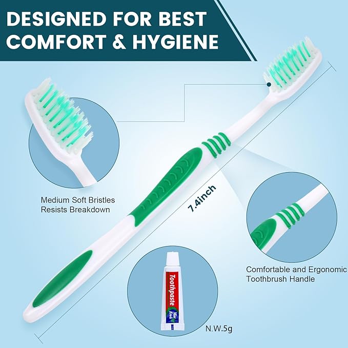 Navona 200 PCS Disposable Toothbrush with Toothpaste Bulk Travel Toothpaste Bulk Toothpastes Individually Wrapped Bulk Toothbrush Ergonomics HandleMedium Soft Bristle Perfect for Travel Hotel