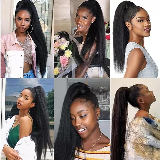 EARSHOT Hair Buns Hair Piece 1 Pack Curly Wavy Drawstring Ponytail Extension Brazilian Hairpin Ponytail Wig Natural Black Drawstring Ponytail Bun Hair Accessories For Girls (Color : 16inches)