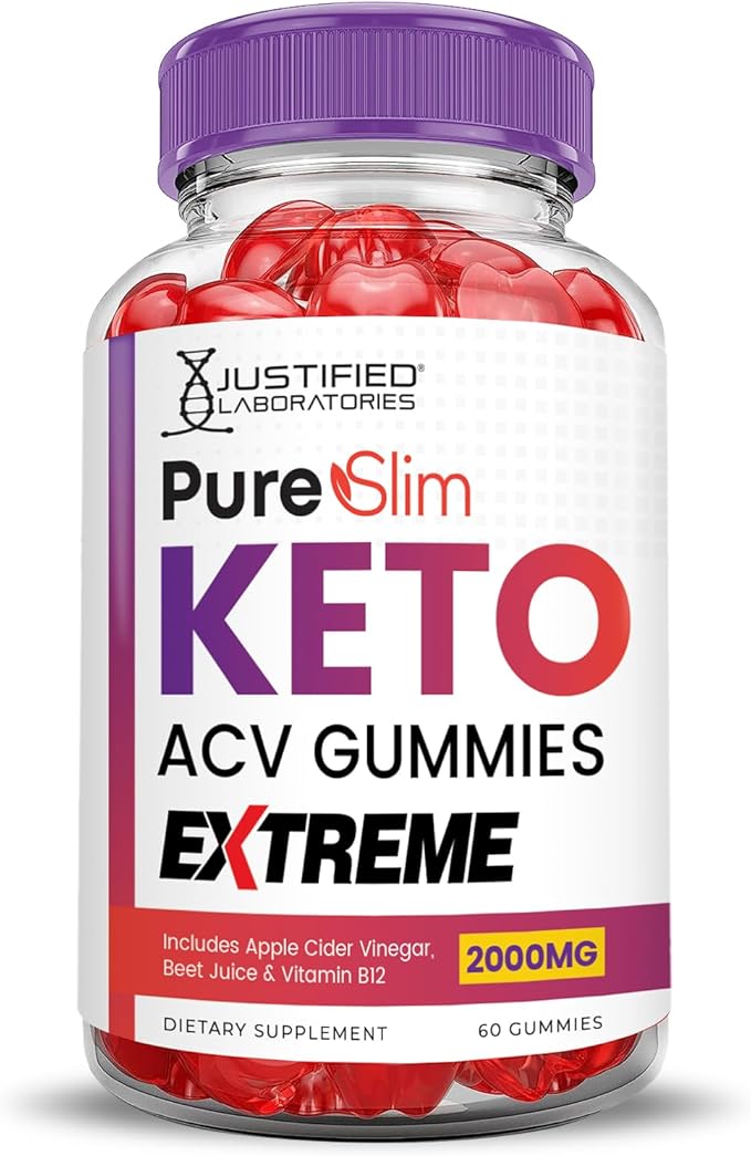 (10 Pack) Pure Slim Keto ACV Gummies Extreme 2000MG PureSlim Keto Gummies Advanced Formula Apple Cider Vinegar with Pomegranate Beet Juice Powder B12 Vegan Non GMO 600 Gummys