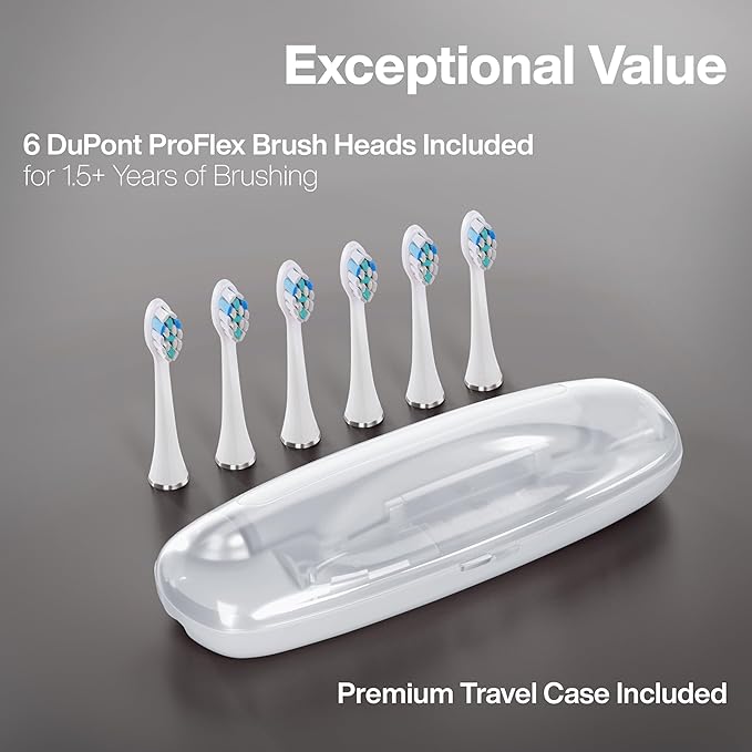Aquasonic Vibe Series PRO ? Ultra-Whitening Electric Toothbrush ? 5 Modes &amp Smart Timers ? Premium Travel Case &amp 6 Proflex Brush Heads ? ADA Accepted Toothbrush (Charcoal Metallic)