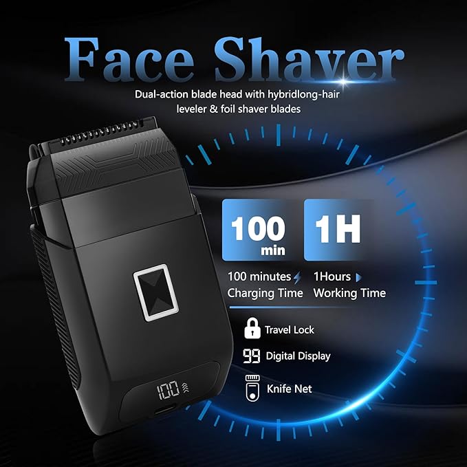 Soonsell Manscape Beard Trimmer for MenBall ShaverNose Hair ClippersElectric RazorHair Clippers for Men4 IN1 Men's Grooming KitLED DisplayWaterproofWet/Dry Trimmer