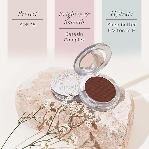 P?R MINERALS 4-in-1 Pressed Mineral Makeup Powder Foundation with SPF 15 - Concealer &amp Finishing Compact Pressed Powder for Face - Buildable Medium to Full Coverage Foundation Powder