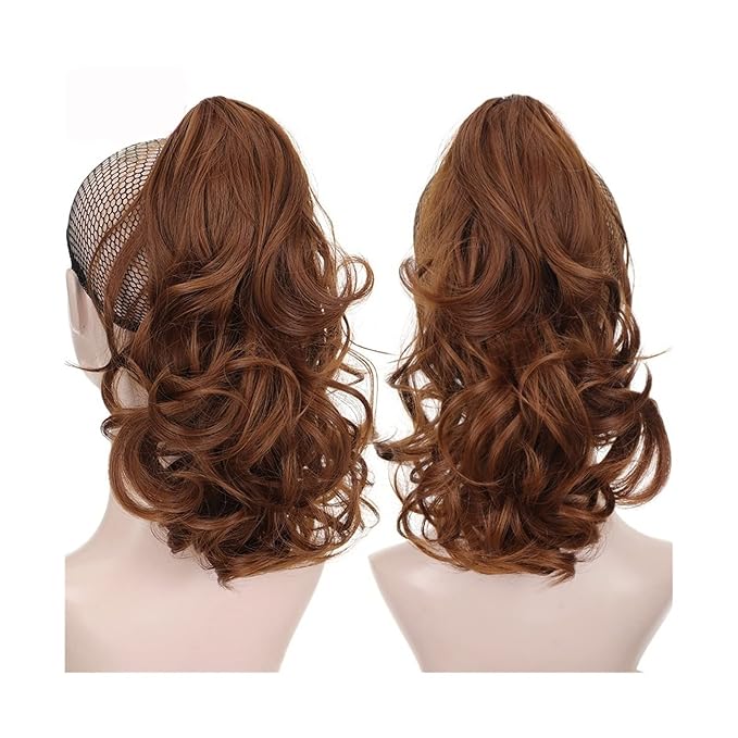 Hair Accessories 1 Pack Synthetic Wavy Ponytail Extension Wig Claw Clip Heat Resistant Fiber Wavy Ponytail Ladies Hair Extension Bun Hair Pieces For Women(002)