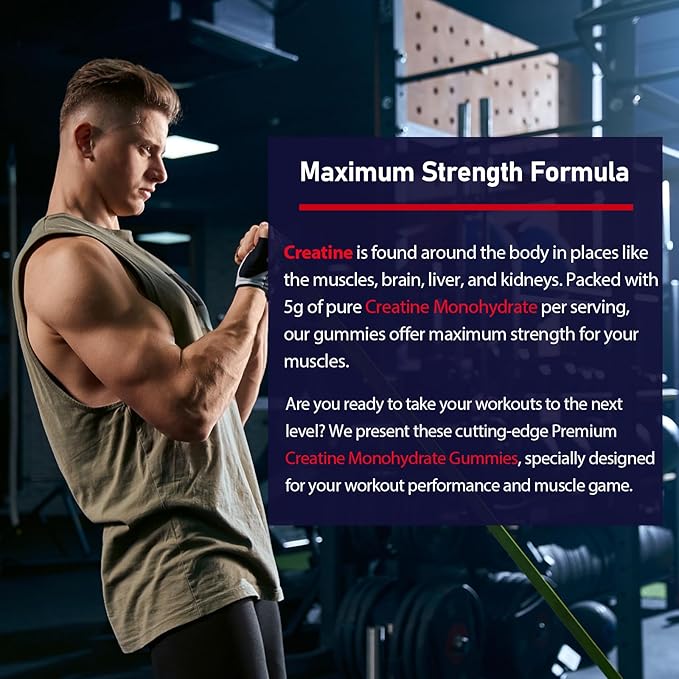 Creatine Monohydrate Gummies for Women &amp Men Taurine &amp B6 Chewable Creatina Pre Workout Gummies for Max Strength &amp Muscle Growth Energy Endurance Creatine for Men &amp Women - 1 Pack