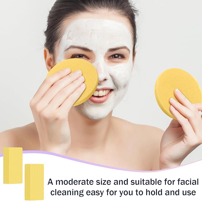 Mifoci 960 Pieces Yellow Compressed Facial Sponges for Estheticians Makeup Removal Sponge Pads for Women Spa Exfoliating Face