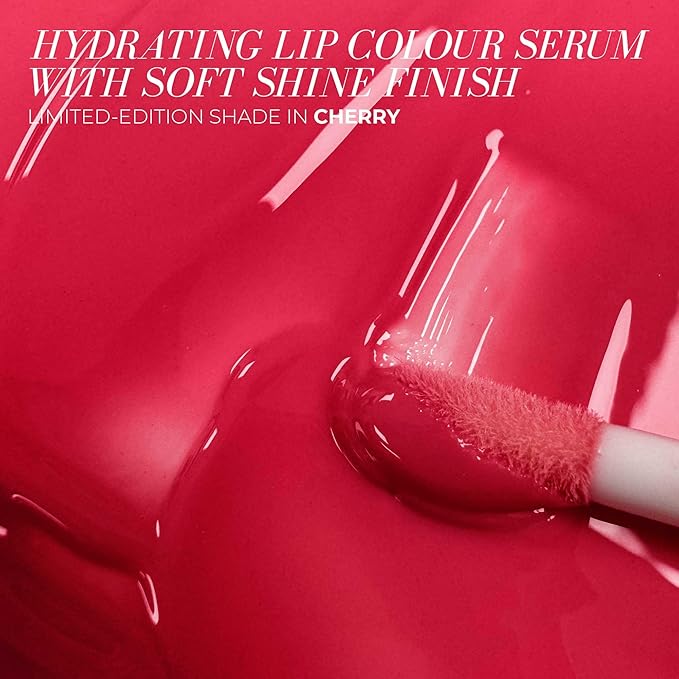 FITGLOW Beauty Lip Colour Serum | Hydrating Lip Gloss | Plumping Anti-Aging Lip Treatment | Natural Shine with Pomegranate Sterols &amp Collagen | Buildable Color for Dry Chapped Lips | Cherry - 10g