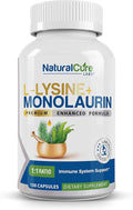 Natural Cure Labs L-Lysine + Monolaurin 600mg 1:1 Ratio 100 Capsules
