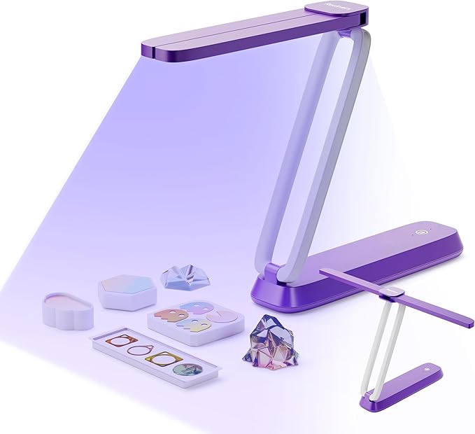 Resiners UV Resin Light UV Light for Resin Curing Wireless &amp Rechargeable Blacklight Ultraviolet LED 3-in-1 Uses Foldable UV Lamp Craft Supplies Tools for Resin Molds Jewelry Making Purple