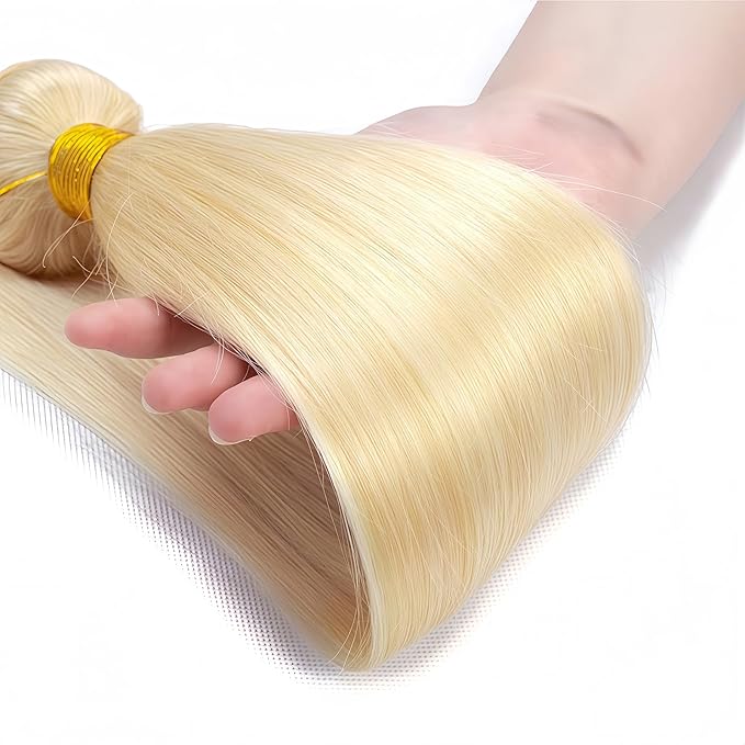 Blonde Straight Human Hair Bundles 18 20 22 Inch Brazilian Remy Virgin 10A Straight 3 Bundles Human Hair Hair Extensions Bundles 613 Color