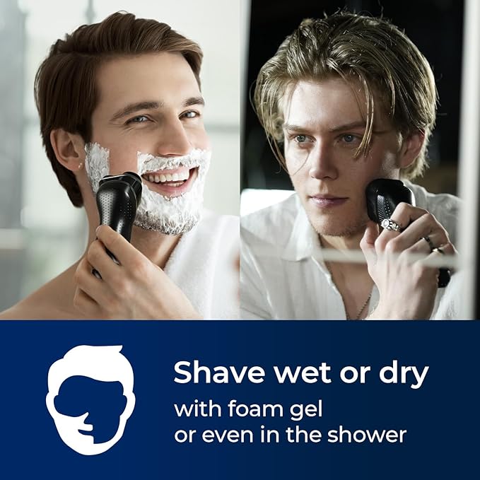 Cordless Electric Razor for Men: 3-in-1 Shaver for Beard/Nose/Sideburns - IPX7 Waterproof Travel Kit