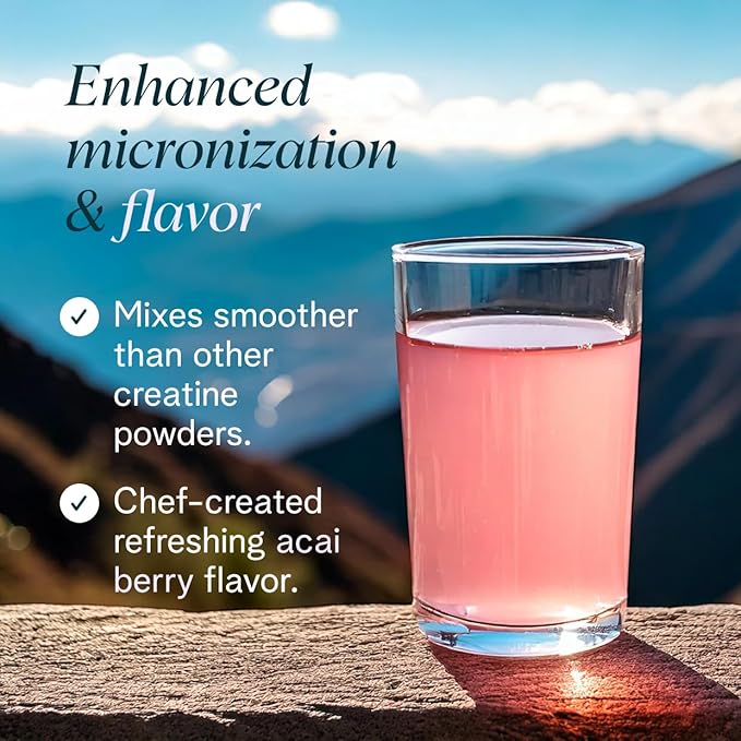 Ora Organic Creatine Monohydrate Powder World's Most Advanced Micronized Creatine Monohydrate for Outstanding Strength Energy and Recovery for Women &amp Men Acai Berry Flavor 5g per Serving
