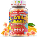 L-Lysine Gummies 500/1000mg with Algae Omega 3 Vitamin B2 D3 K2 C for Kids 9+ Teen &amp Adult Lysine Supplement Support Immune Lip &amp Oral Collagen Production Brain Bone Health Sugar Fr