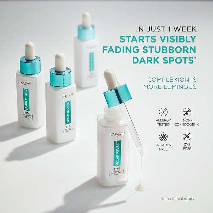 L?™Or?al Paris Bright Reveal 12% [Niacinamide + Amino Sulfonic + Ferulic] Dark Spot Serum 1oz + Moisturizer Sample