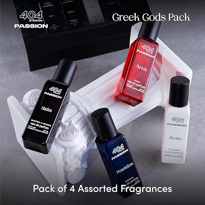 Longest Lasting 18% EDP Perfume Combo for Men | 4X20 ml | All Flavours Greek Gods Luxury Gift Set for Him | Fragrance Spray | Eau de Parfum | Date Night Body Spray Scent | Perfume Pack