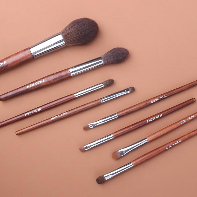 Walnut Makeup Brushes Set Professional Natural Pony Hair Makeup Brush Set with Case Cosmetic Brushes Makeup Set Natural Bristle Makeup Brushes Natural Hair Make up Brush Set Professional.