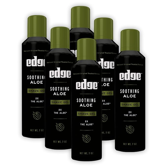 Edge Shaving Gel for Men Soothing Aloe with Twice The Aloe (6 Pack) - Shave Gel For Men That Moisturizes Protects and Soothes To Help Reduce Skin Irritation