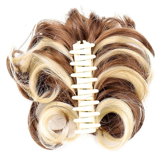 FRANCES Fake Hair Bun Synthetic Messy Bun Wavy Curly Bun Ponytail Hair Extensions Fancy Curly Bun Claw Clip Bun Wig For Women Hair Accessories (Color : 1pcs-09)