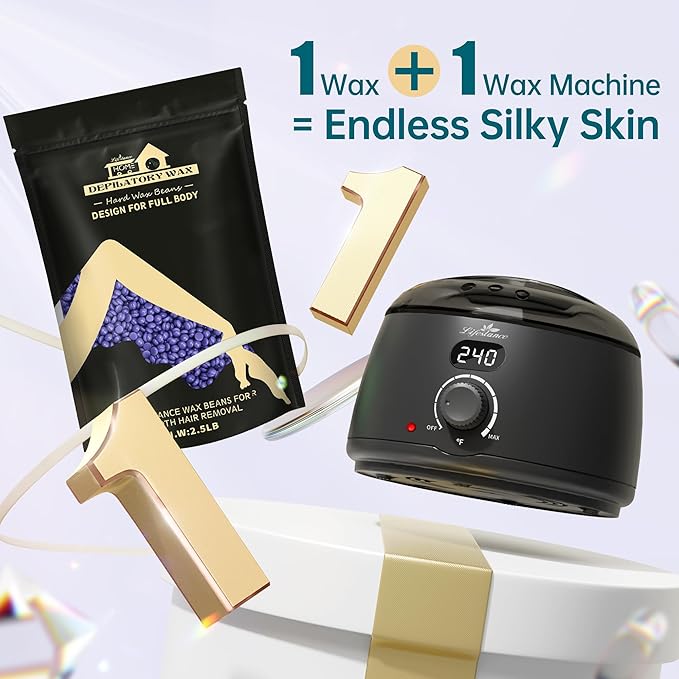 Lifestance 2.5lb Wax Beads Kit Lavender Hard Wax Beans For Hair Removal Brazilian Bikini Leg Underarm Waxing for Fine Coarse Hair Women Men Large Refill for Wax Warmers at Home
