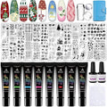 Biutee Nail Stamper Kit 12Pcs Nail Art Stamping Plate 8 Colors Stamp Polish Gel with Top Coat and Base Coat Set Silicone Stamper Scraper Nail Stamp Plates Love Flower Butterfly Leaf Christmas Design