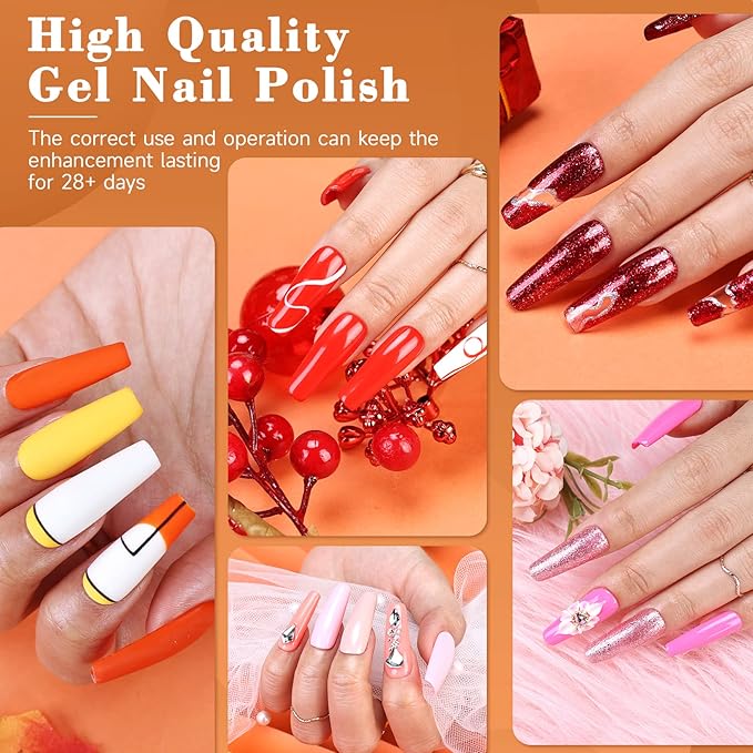 Morovan Gel Nail Polish Set - 36 Colors With UV Light 48W Lamp Base &amp Top Coats Tools Pure &amp Glitter Soak Off Kit Large Capacity Manicure Starter Set Gifts for Women