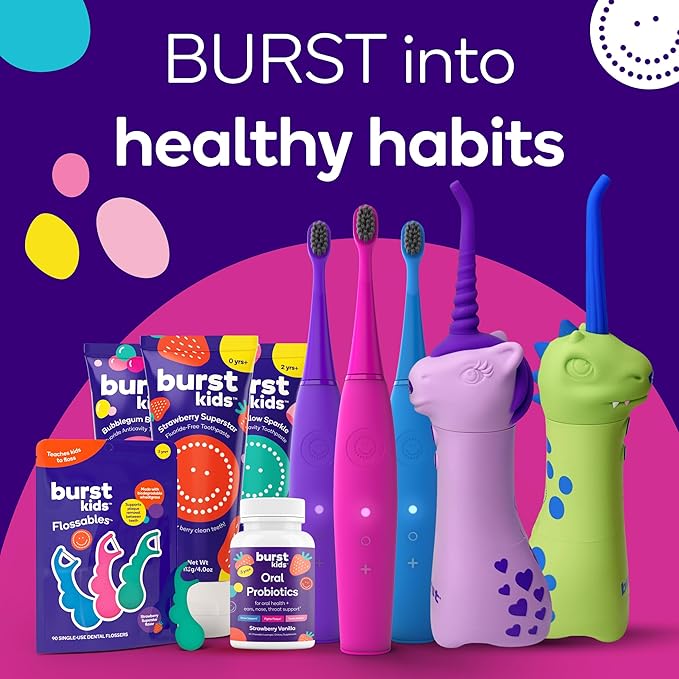 BURST Genuine Replacement Heads for Kids Electric Toothbrush (Blue/3 Pack) | Perfect Fit | Ultra Soft Bristles | 9 Months of Supply