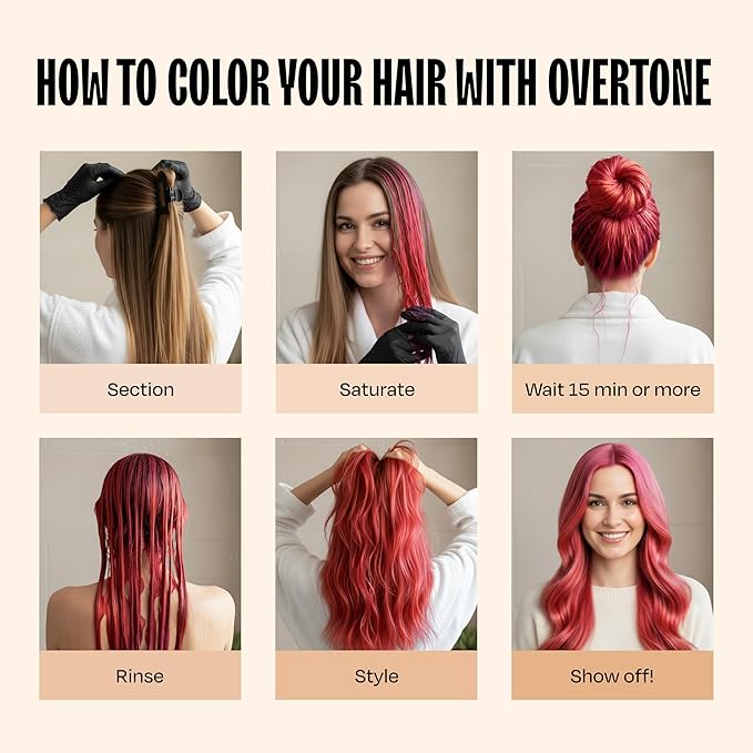 Overtone Semi Permanent Hair Color Conditioner Rose Gold for Brown is Golden Rose 8 oz Nourishing Damage-Free Color Depositing Mask for All Hair Types with Shea Butter &amp Coconut Oil Vegan