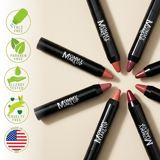 Mommy Makeup Triple Sticks Lipstick Cream Blush &amp Treatment All-In-One with Shea &amp Cocoa Butter - Soft &amp Creamy Moisturizing Lip Crayon For Lips &amp Cheeks (Pink Daisy)