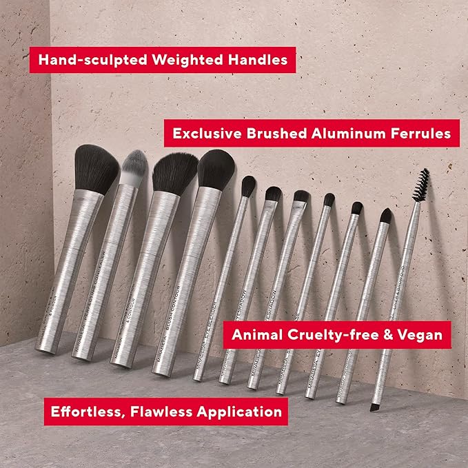 Mirabella Dual Finish Blush &amp Powder Brush ? Angled Vegan Makeup Brush for Cheeks Super-Soft Synthetic Bristles Weighted Aluminum Handle Cruelty-Free Professional Quality