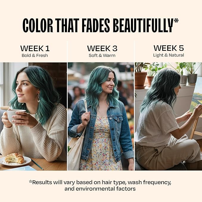oVertone Semi Permanent Hair Color Conditioner Midnight Teal 8 oz Nourishing Damage-Free Color Depositing Mask for All Hair Types with Shea Butter &amp Coconut Oil Vegan &amp Cruelty-Free