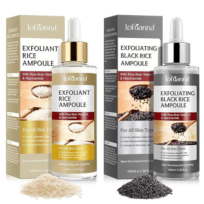 Black Rice Exfoliant+Rice Ampoule ExfoliantExfoliating Face Scrub &amp Body Scrub Dead Skin Cells Blackheads Remover For All Skin Types Korean Skin Care 100ml